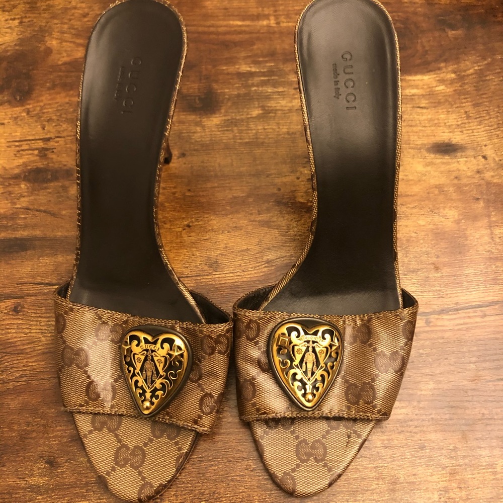 GUCCI Coated Canvas Slide Sandals